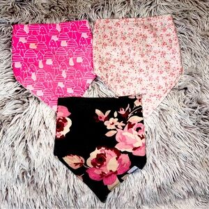 3 piece flower and mushroom cute bandana bibs